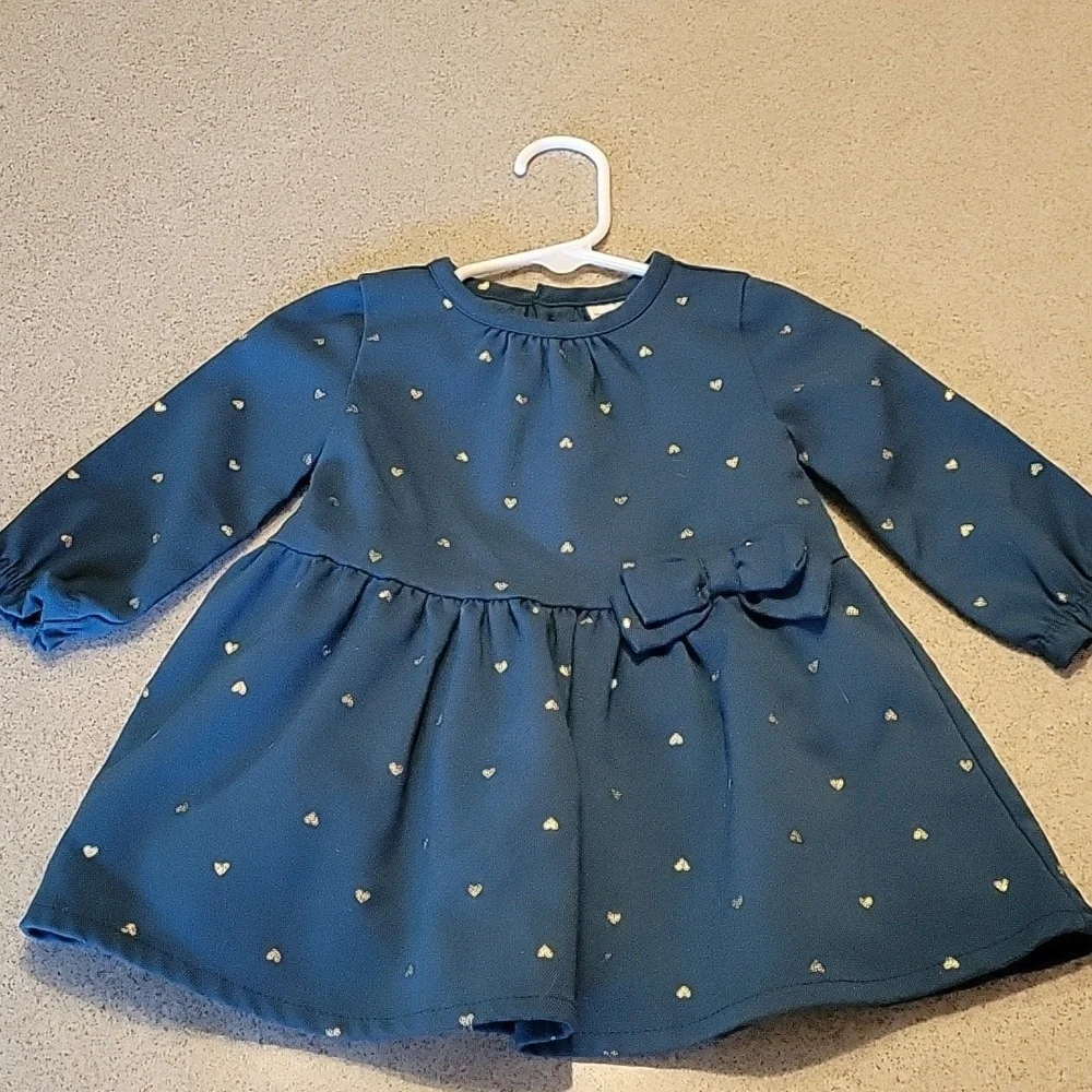 Carter's Blue Dress With Gold Hearts 9 Months